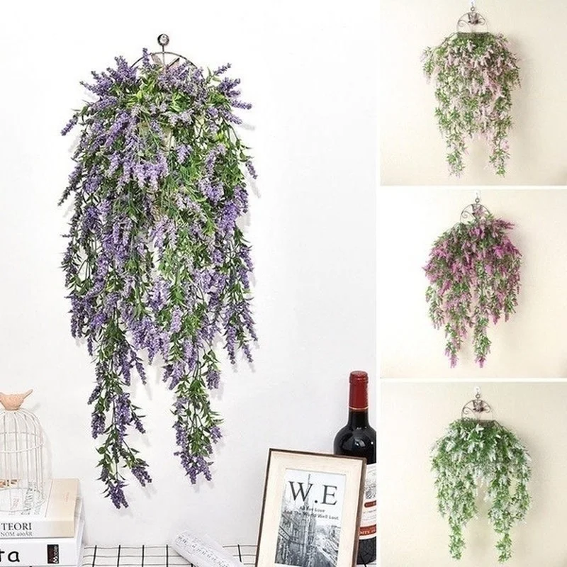 Moda nova simulação planta flor parede artificial pendurado lavanda decoração para casa sala de estar cozinha quarto decoração