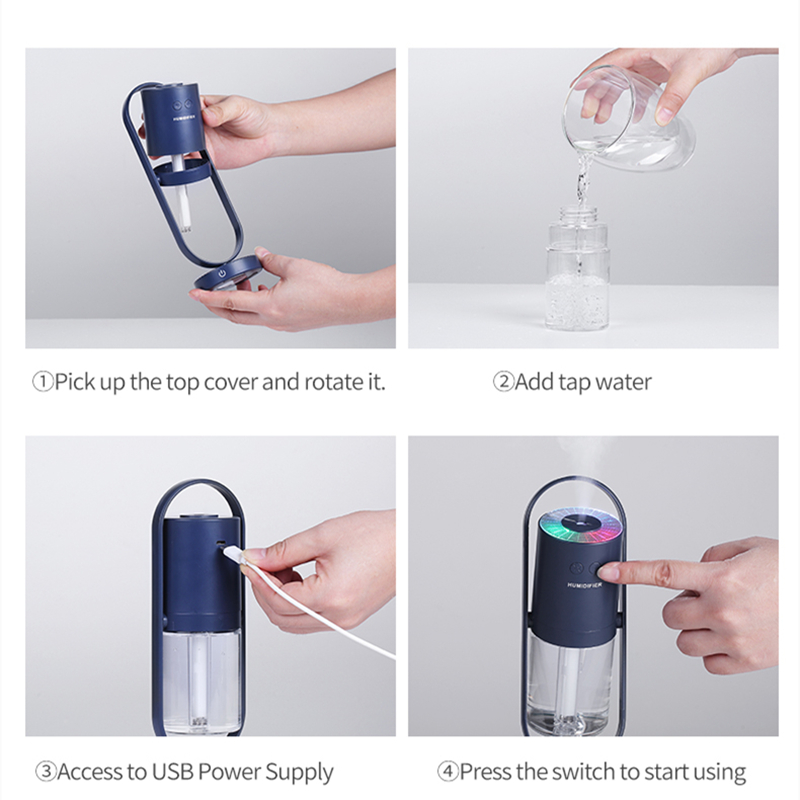 200ml Mini Luftbefeuchter Elektrische Aroma Öl Diffusor USB Kühlen Nebel Spritzgerät Luft Reiniger mit Bunten Nacht Licht für Mini xiaomi
