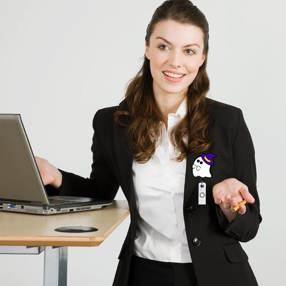 Exhibition Card Retractable Badge Reel ID Card Clips Name Card ID Badge Holder Acrylic Badge Clip Easy Pull Buckle Students