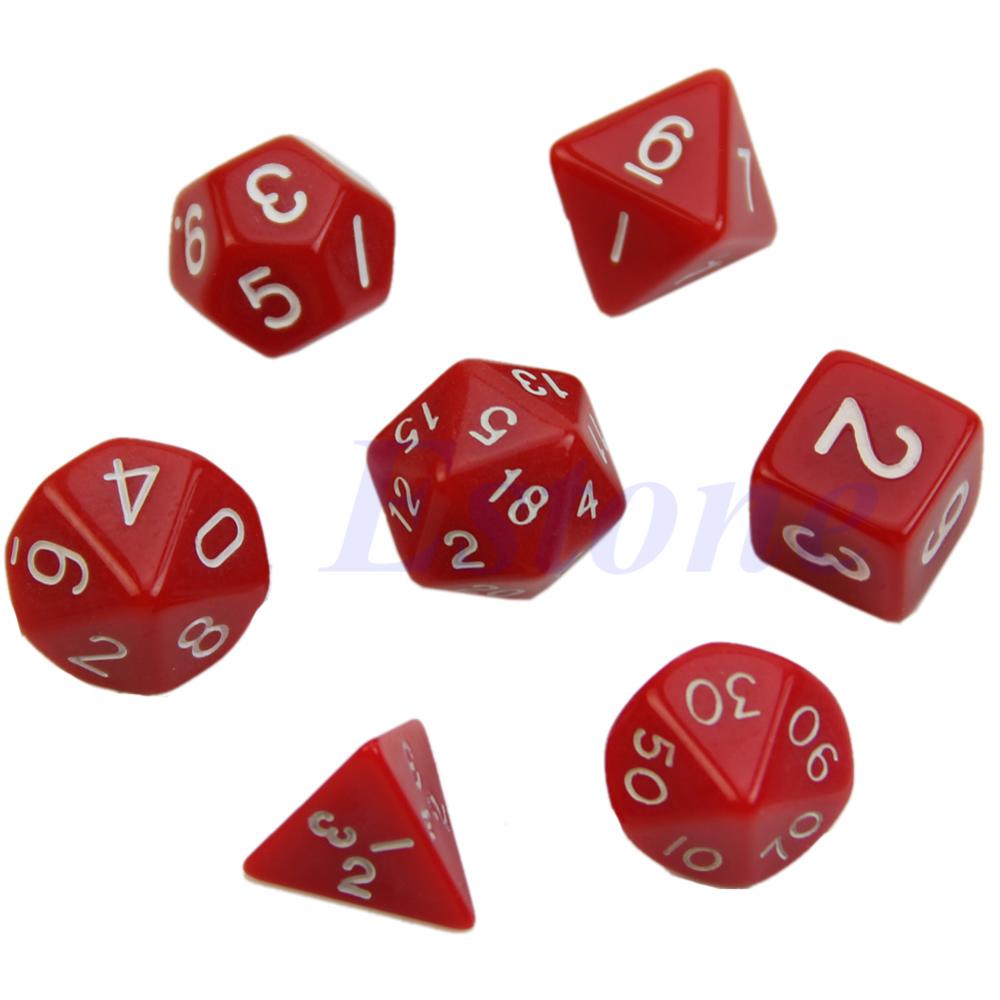 7 pçs branco tomado partido morrer d4 d6 d8 d10 d12 d20 rpg poli jogo de dados