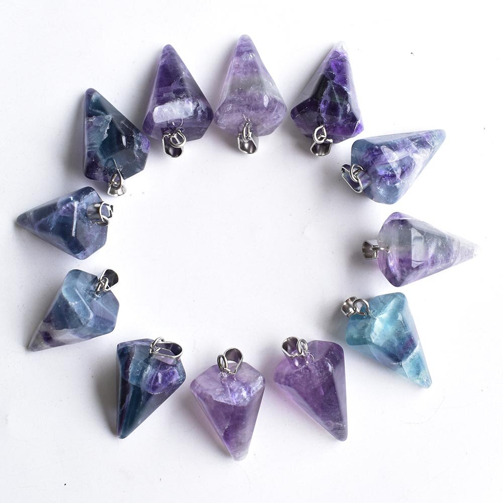 20pcs Natural stone Quartz Crystal lapis lazuli amethysts beads pendant Pendulum for diy Jewelry making Necklaces