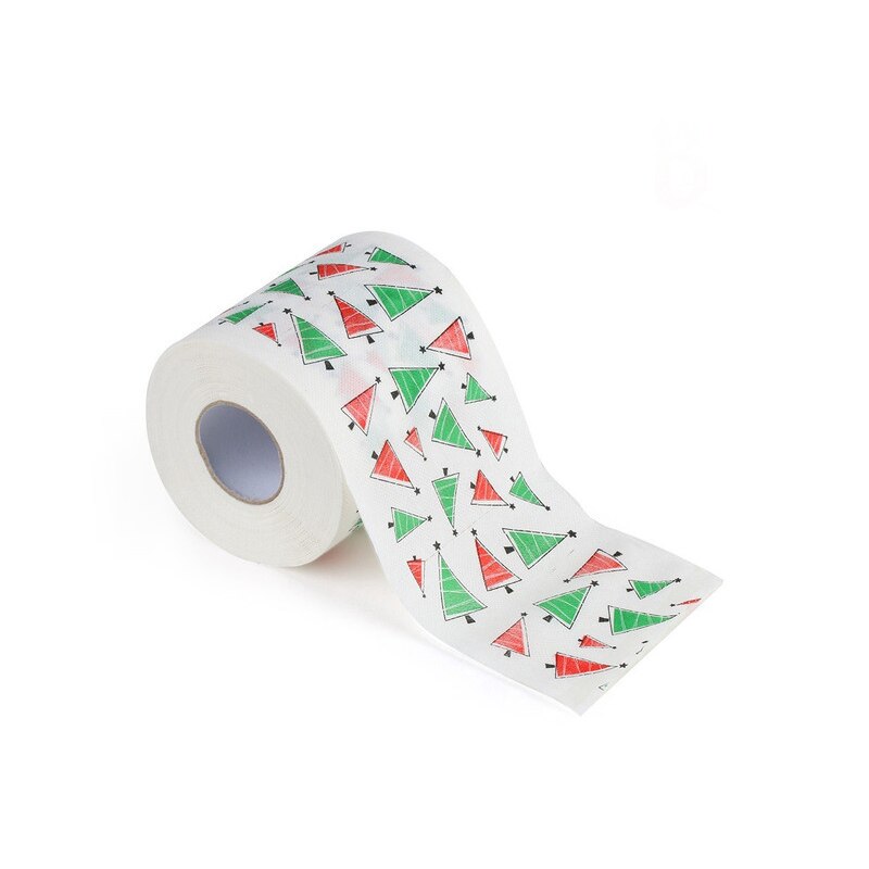 Papier toilette doux coloré motif arbre de père noël, 1 rouleau de papier hygiénique, pour bain, fournitures de maison, décoration: D