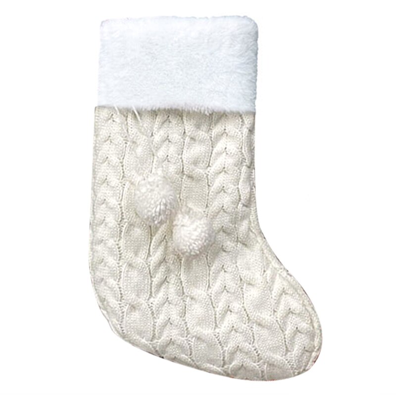 Julestrømper santa slikpose xmas ornamenter til hjemmet jul vedhæng juletræspynt børnestrømper: Hvide sokker