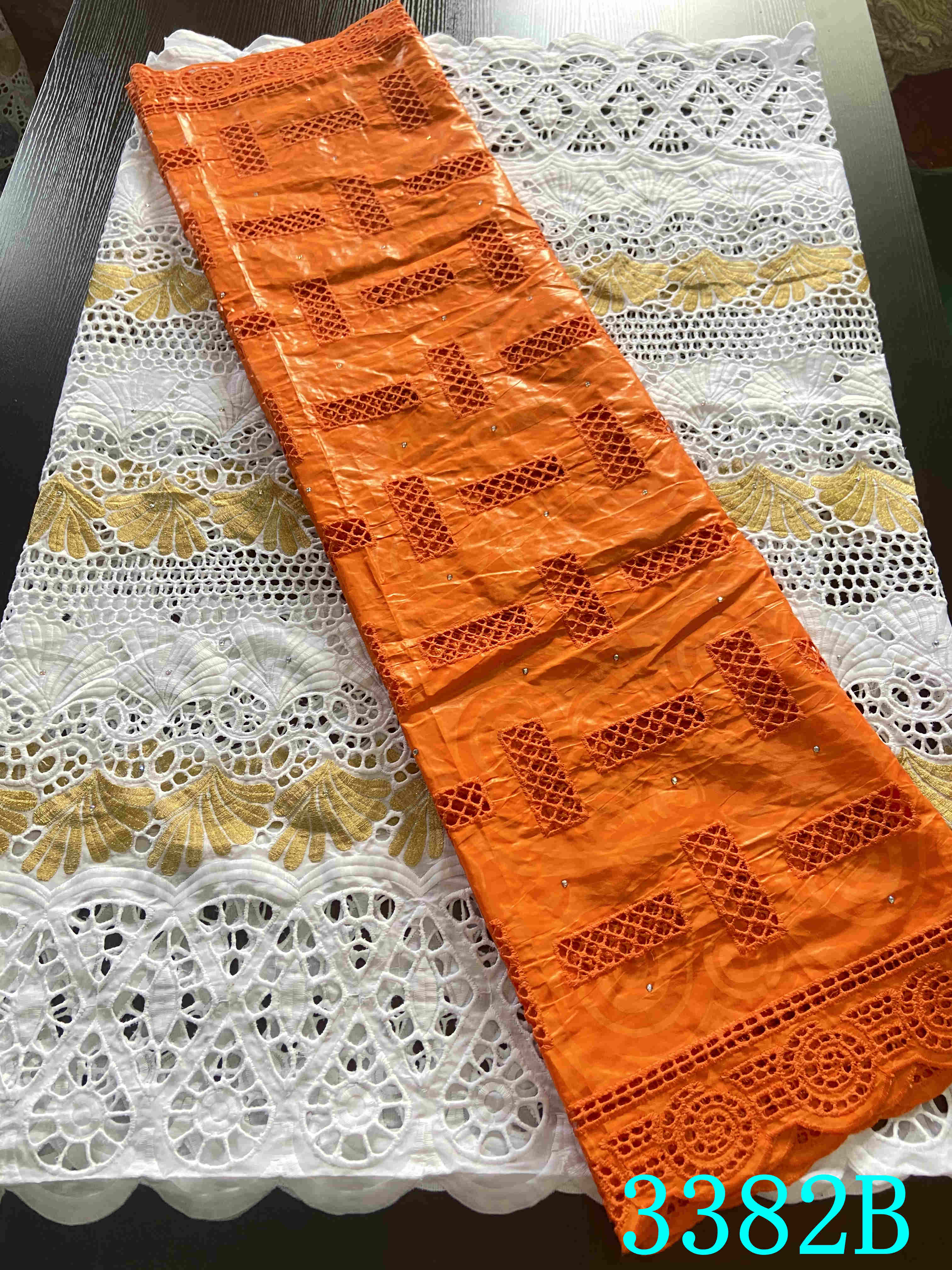 Dentelle sèche Bazin, tissu Bazin, 2.5 + 2.5 mètres, tissu de , dentelle africaine, guinée, africaine, Voile de suisse, YA3382B: Picture 2