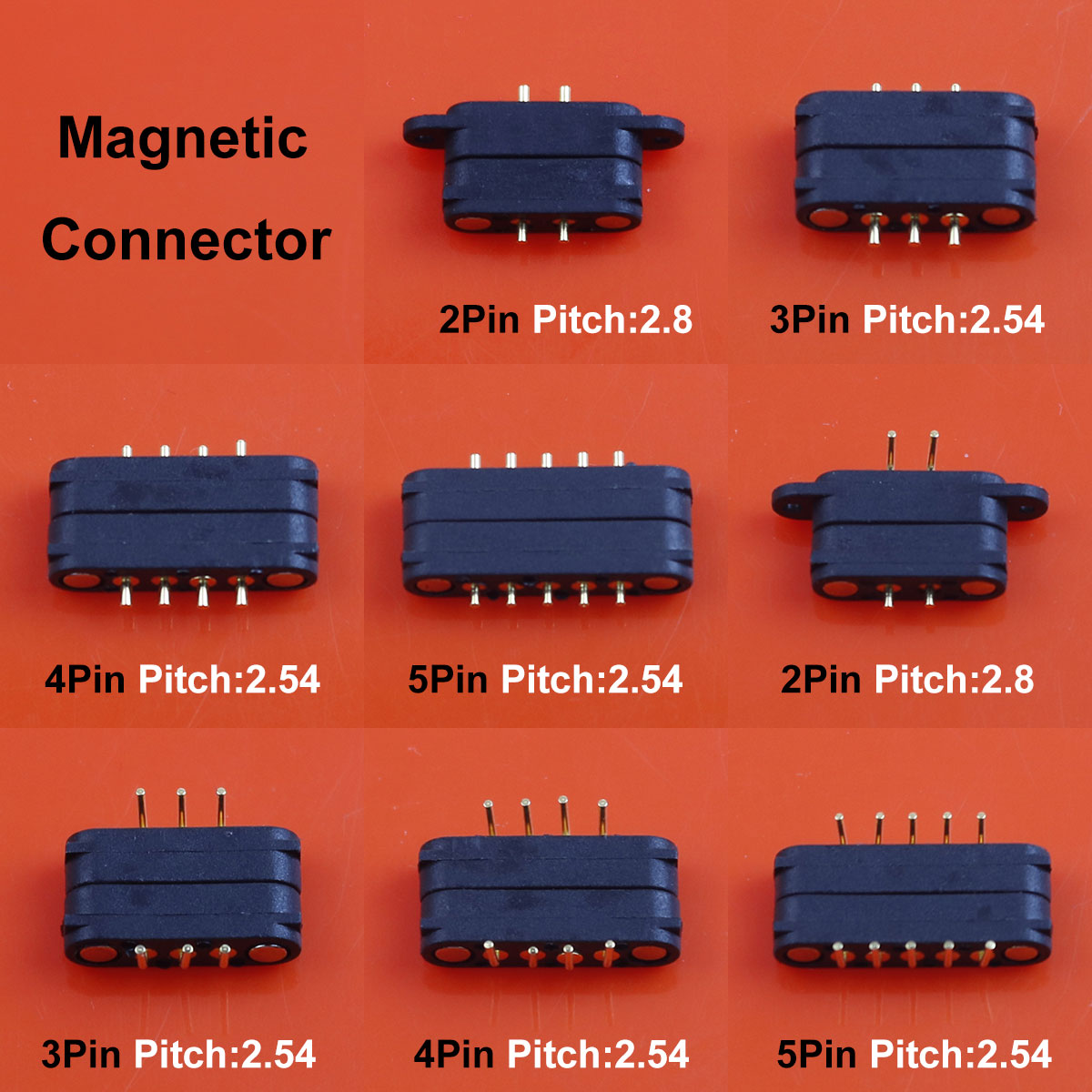 JCD 1Pair Waterproof Magnetic Pogo Pin Connector 2 3 4 5 Pin Male Female Spring Loaded 2A 36V DC Power Socket Charge Probe