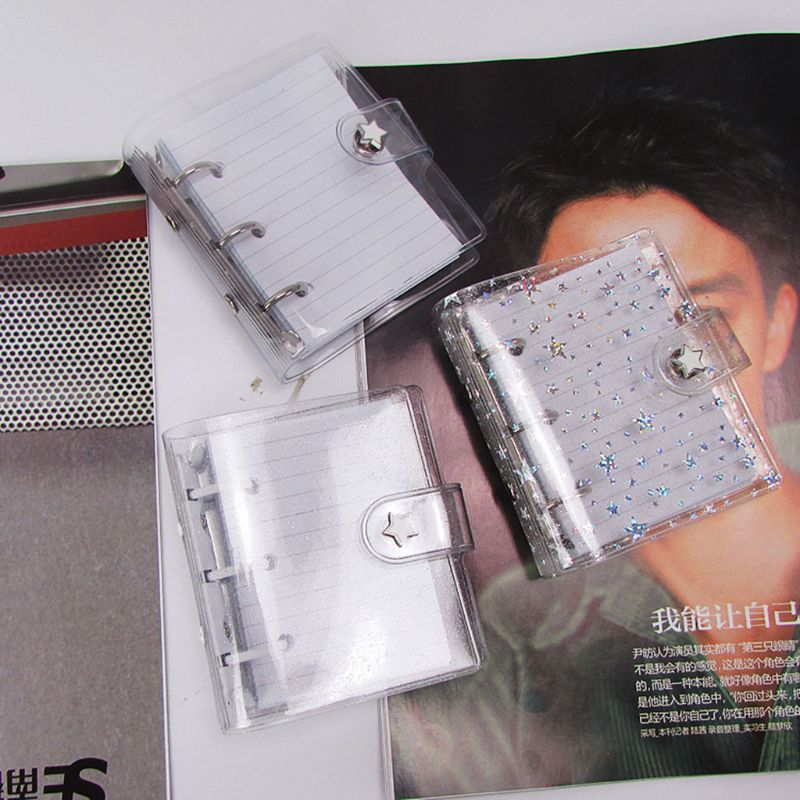 Transparante Pvc 3 Gaten Loose Leaf Binder Notebook Cover Mini Notepad Vel Shell Bestandsmap Cover Briefpapier Levert C26