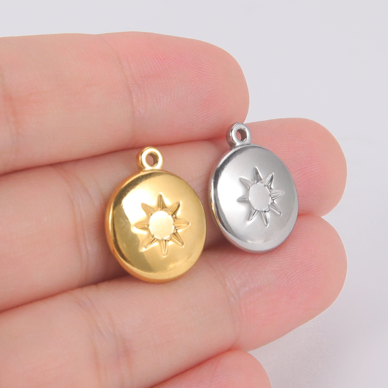 Teamer-abalorios de acero inoxidable con forma de estrella del Norte para joyería, Mini colgante de , suministros de fabricación de joyería DIY, 5 piezas,: Oro / Rodio plateado