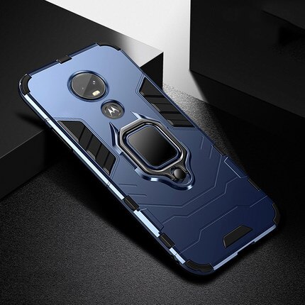 Coque d'armure antichoc pour Motorola Moto G7 souple TPU + Coque arrière PC sur Moto G7 Plus G7plus Coque accessoire pour Moto G7 Play Fundas: Moto G7 Play / Navy Blue