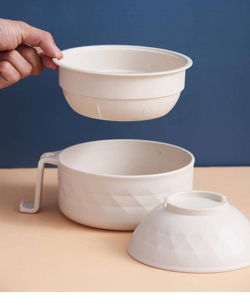 Bol de Ramen pour micro-ondes, bol à nouilles en fibre de bambou, bol à soupe avec poignée pour dortoir d&#39;étudiants boîte à bento de grande capacité
