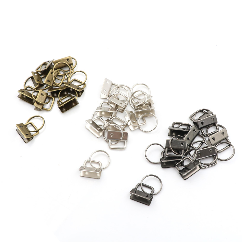 10 stk nøglering hardware 25mm nøglering split ring til håndled armbånd bomuld hale klip