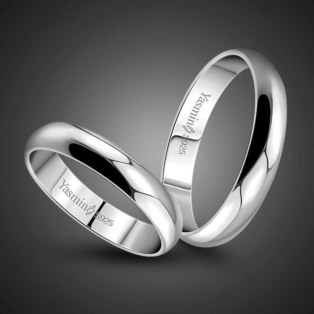Casamento simples anel de noivado sólido 925 prata casal anel mulher ou homem único anel atacado jóias platinum platinum platinum platinum casamento