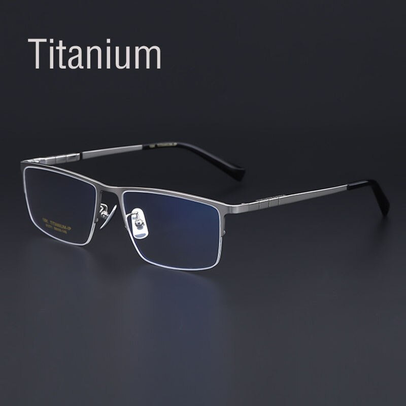 Montura de gafas de titanio puro para hombre, gafas graduadas de aleación de titanio, gafas plateadas súper ligeras, montura de gafas ópticas
