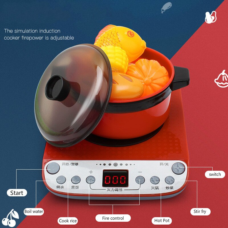 Children's Play House Kitchen Toy Simulation Kitchenware Set Baby Cooking Rice Cooker Cutting Fruit and Vegetable Toy for girls