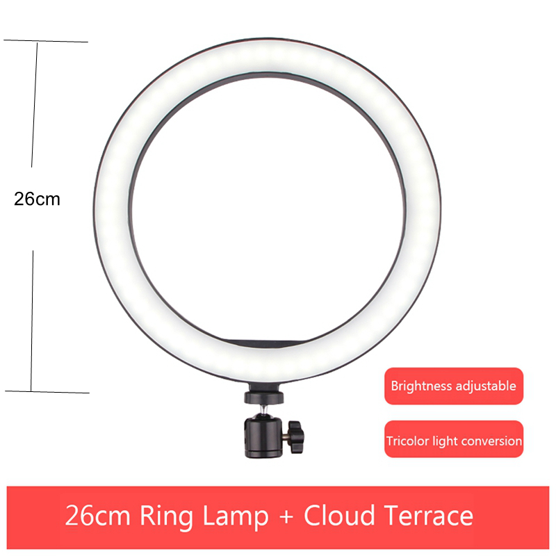 Anel de luz de selfie com tripé para smartphone, anel de luz para maquiagem, anel fotográfico, arco de ligação para celular telefone móvel: 26cm-1