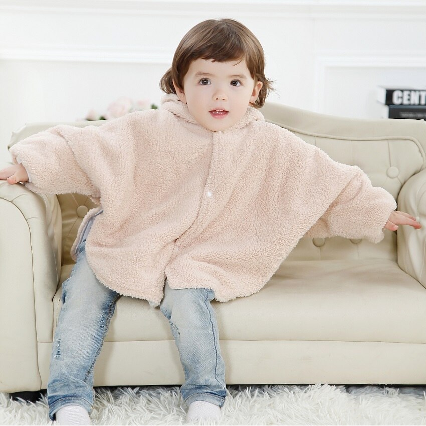 Hooyi Beige Baby Mäntel Mädchen der Kittel Oberbekleidung Vlies Mantel freundlicher Mantel Kaninchen Poncho Kap Jungen Outfits 0-3Jahre Dicken Umhang