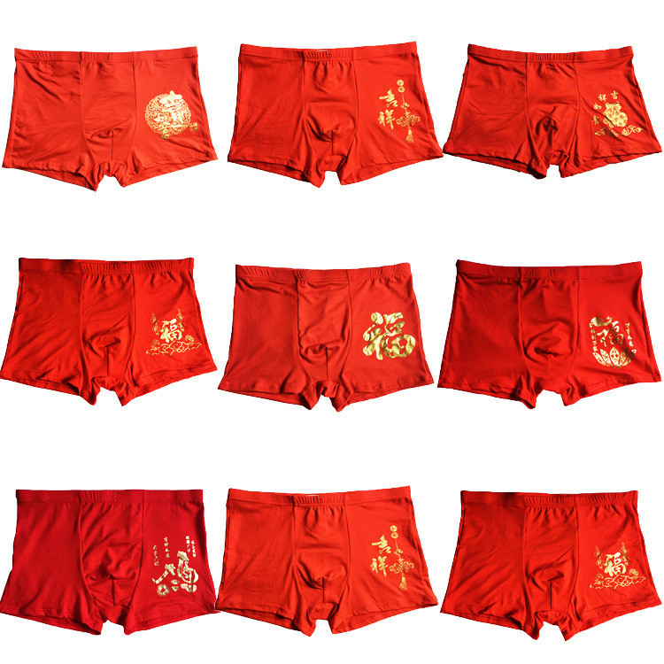 10Pcs/lot Men&#39;s boxers Soft breathable plus size 6XL 7XL print Big Size underwears men shorts: red random / 5XL