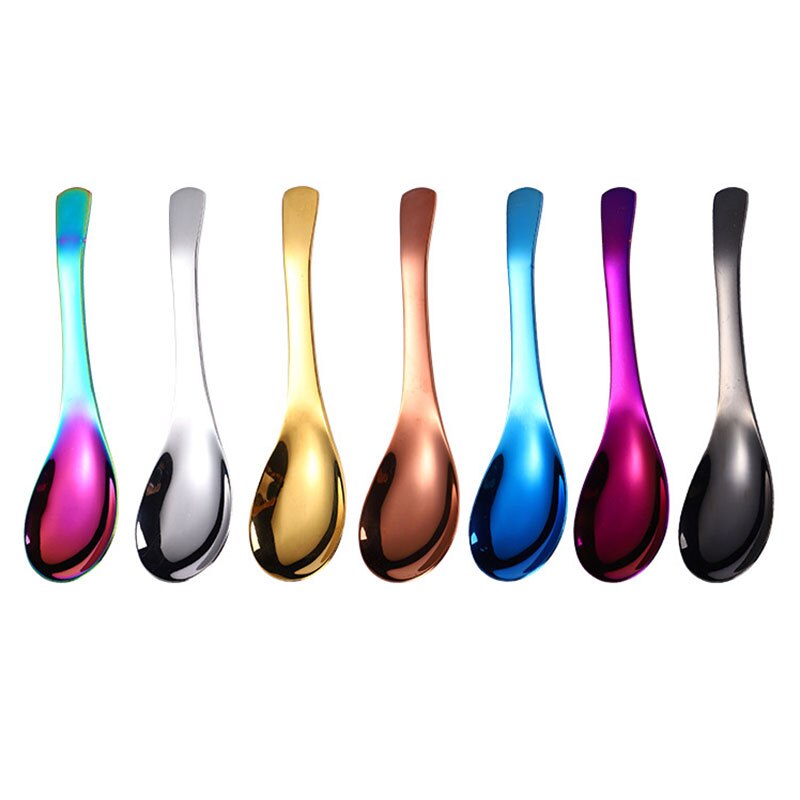 Stainless Steel Spoon Stir Bar Ice Spoon Highly Large Gold Rice Soup Kids Dessert Spoon Kitchen Dinner Tableware