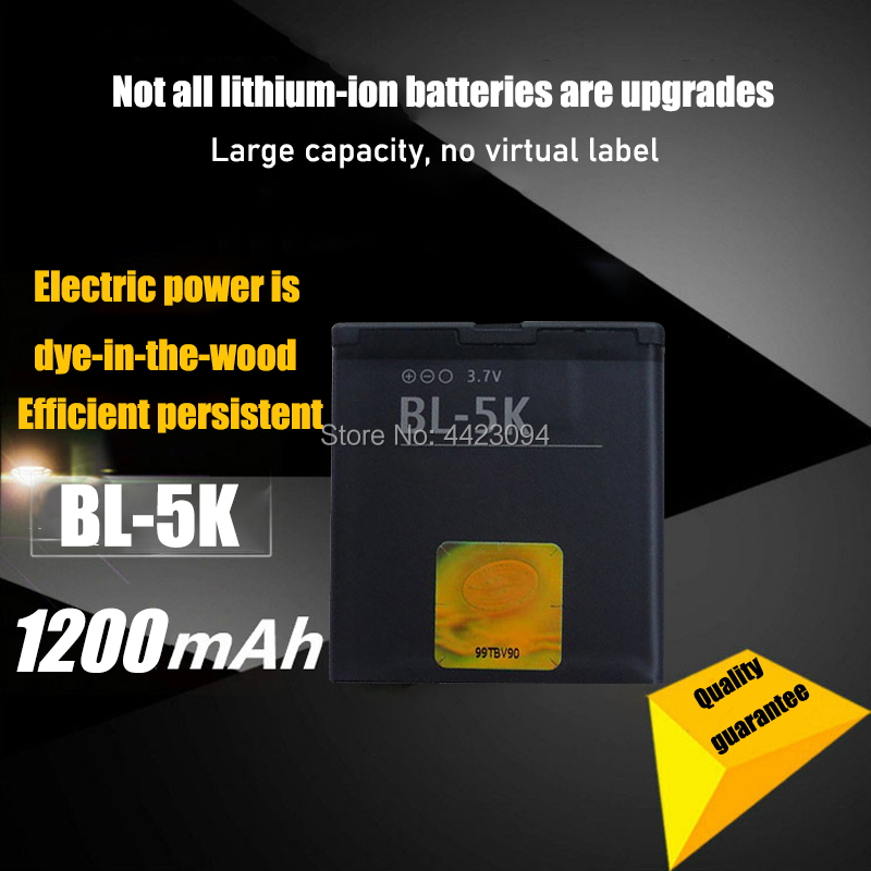 1pc 3.7V 1200MAh Rechargeable Lithium BL-5K BL 5K BL5K Mobile Phone Battery For Nokia N85 N86 8MP N87 2610S 701 Oro X7 C7-00