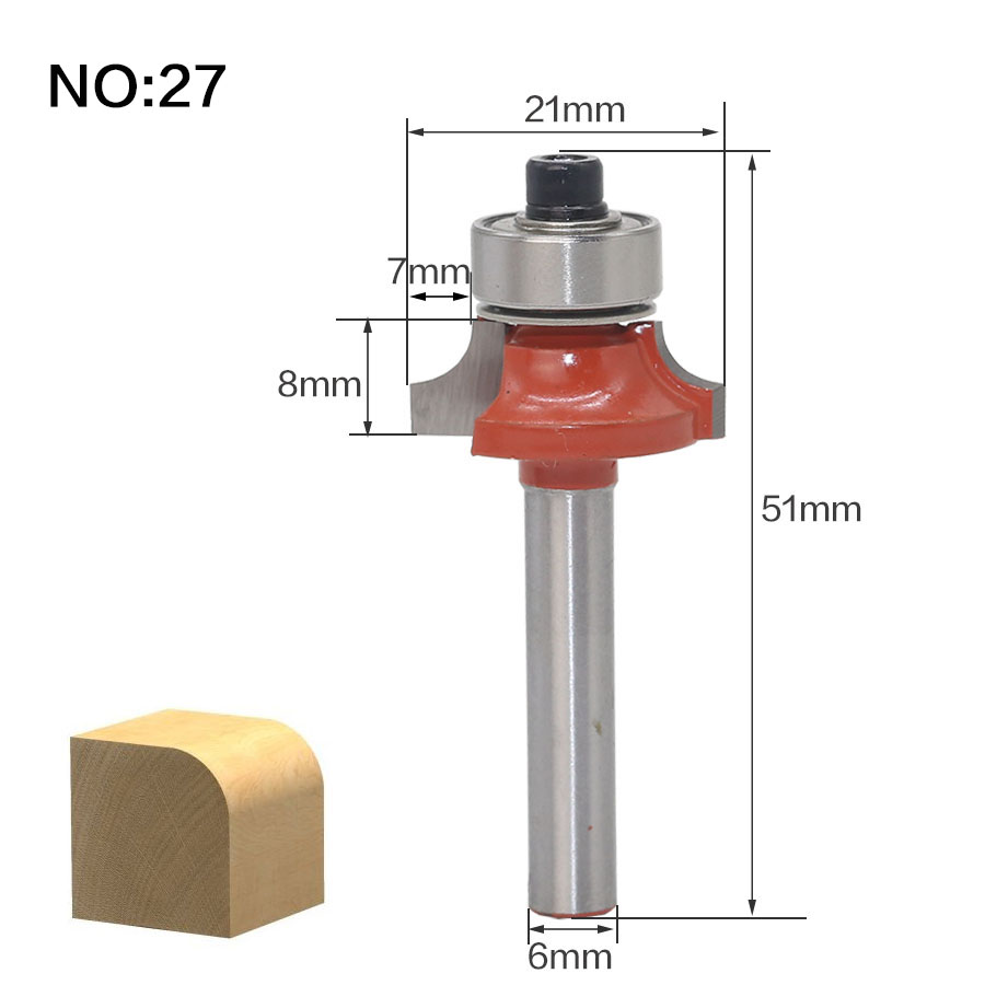 1 pc 6mm Schacht Klassieke Hoek Ronde Inham Doos Frezen C3 Carbide Reiniging Flush Trim Hout Router Bit straight End Mills
