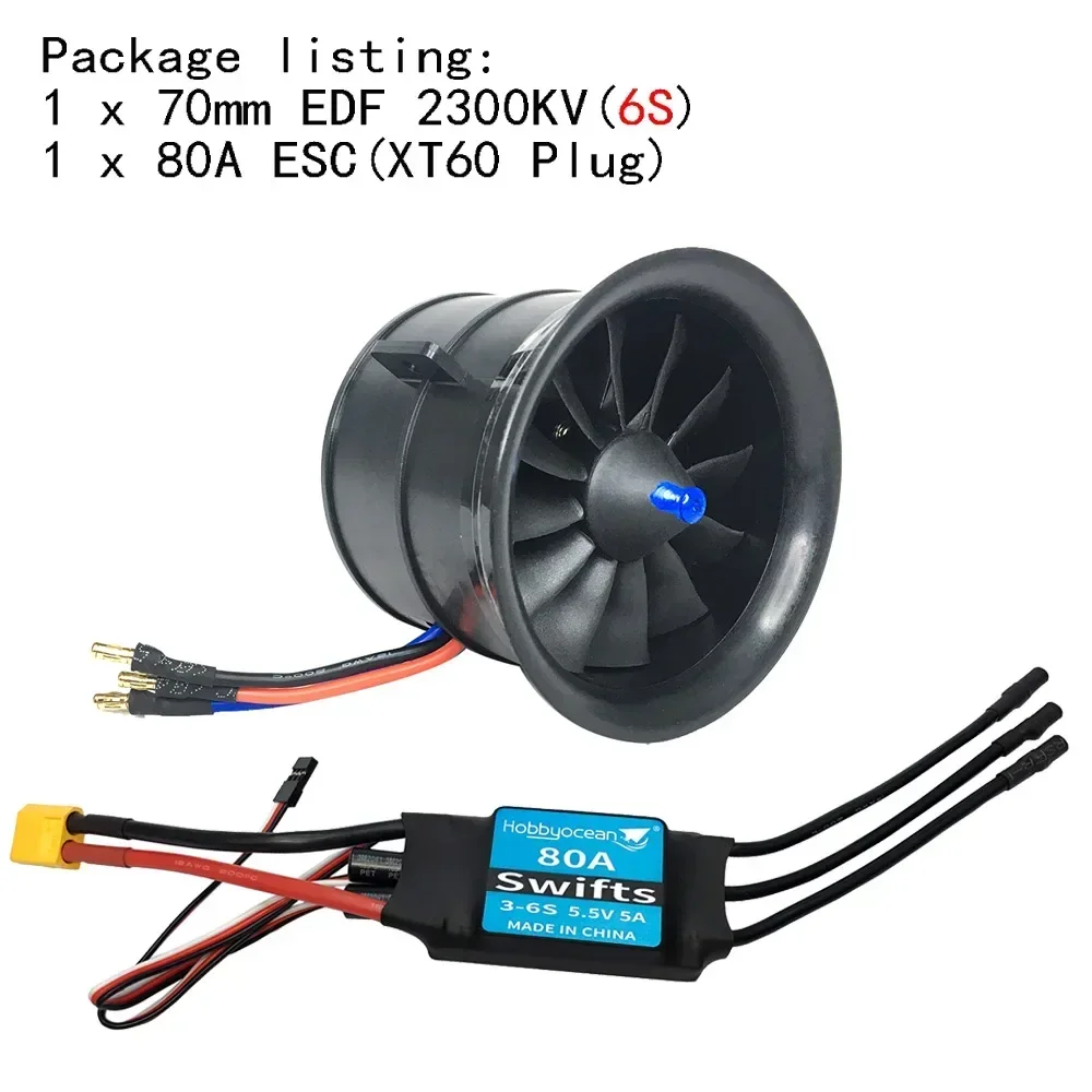 Ventilateur canalisé pour avion à jet radiocommandé, pièces de rechange, 50mm, 64mm, 70mm, 90mm, 11/12, ESC 50A: Clair