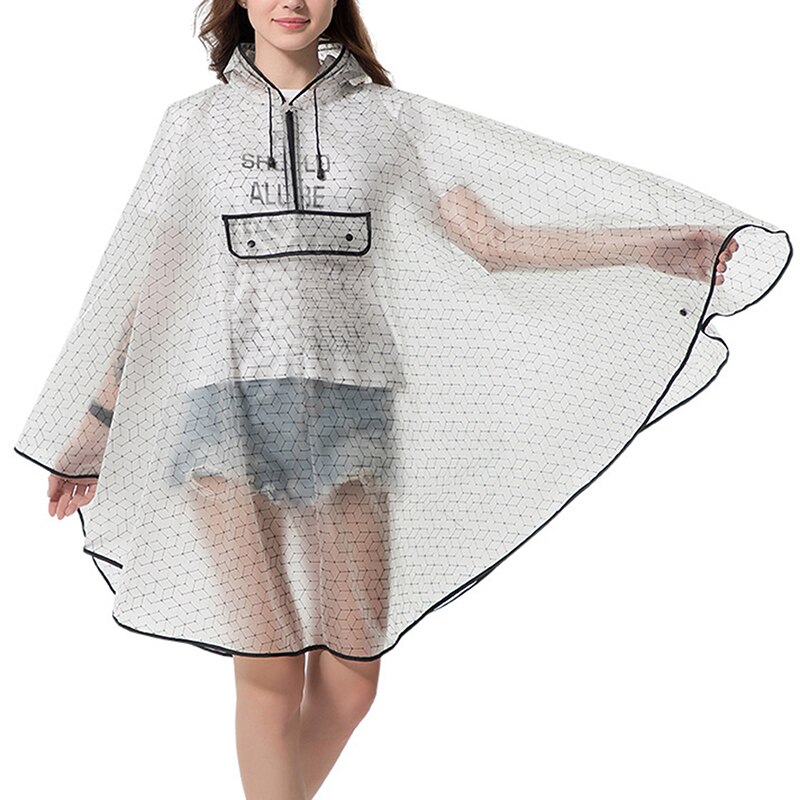 Waterproof Reusable Plastic EVA Women Rain Cape Raincoat Men Hooded Poncho For Hiking Riding
