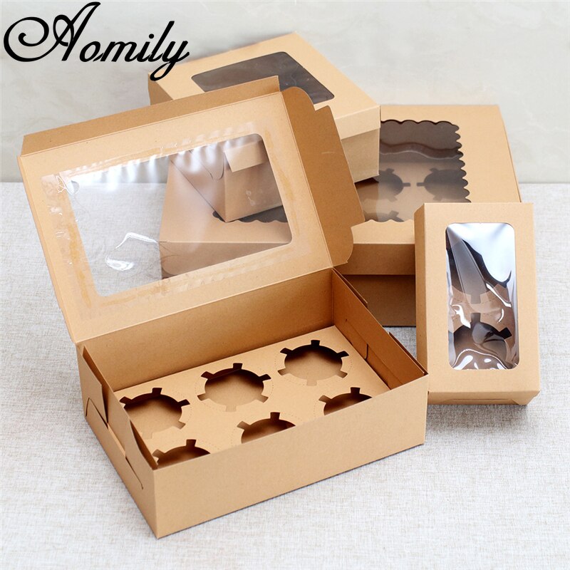 Amoliy 2/4/6/12 huller cupcake pakning boks muffin boks kiks konditor boks kraftpapirkasse kage chokolade emballage bageværktøj