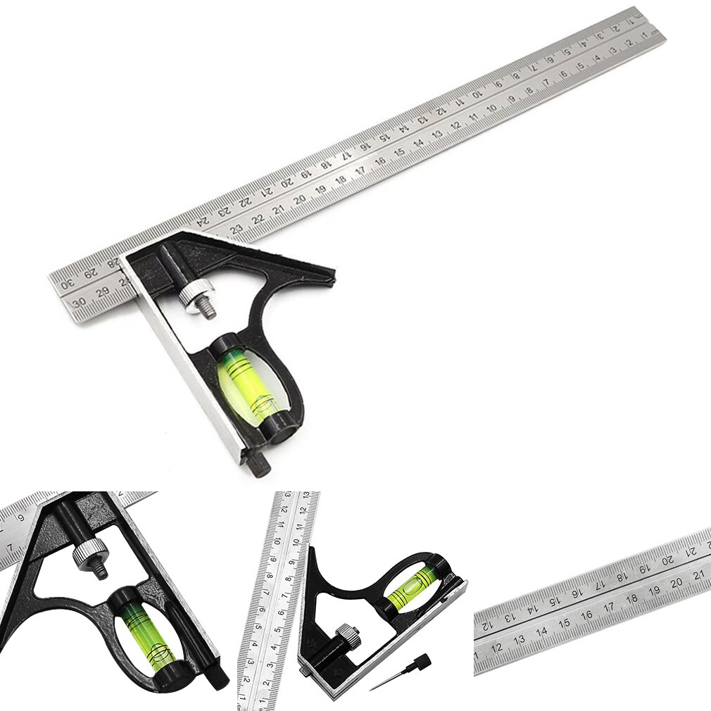 Precise Measuring Tools Aluminium Combination Square DIY Workshop Hardware Angle Spirit Level 12" (300mm)