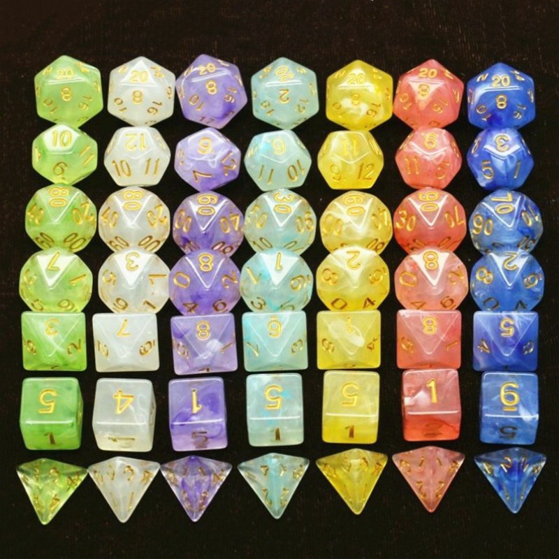 7pcs /Set Multifaceted Dice d&d d4 d6 d8 d10 d% d12 d20 Polyhedral TRPG Games Dice Set for Board Game