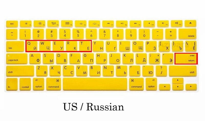 Coque de clavier en silicone souple EU/US pour Macbook Pro 13 Pro 15 CDROM A1278 A1286, EU/US/russe: US-Yellow