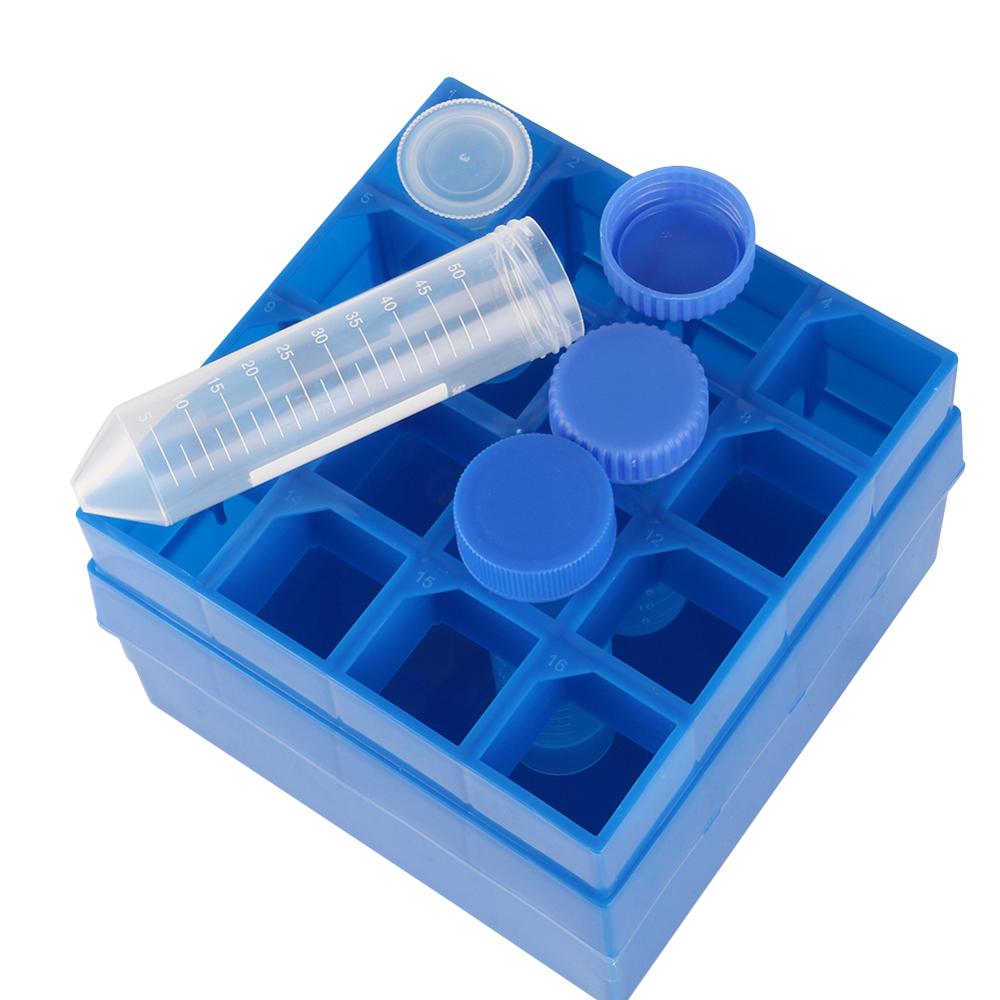 Test Tubing Rack Holder With Clear Lid 16 Sockets 50ML Centrifuge Tube Rack Plastic Test Tubes Holder Laboratory Supplies