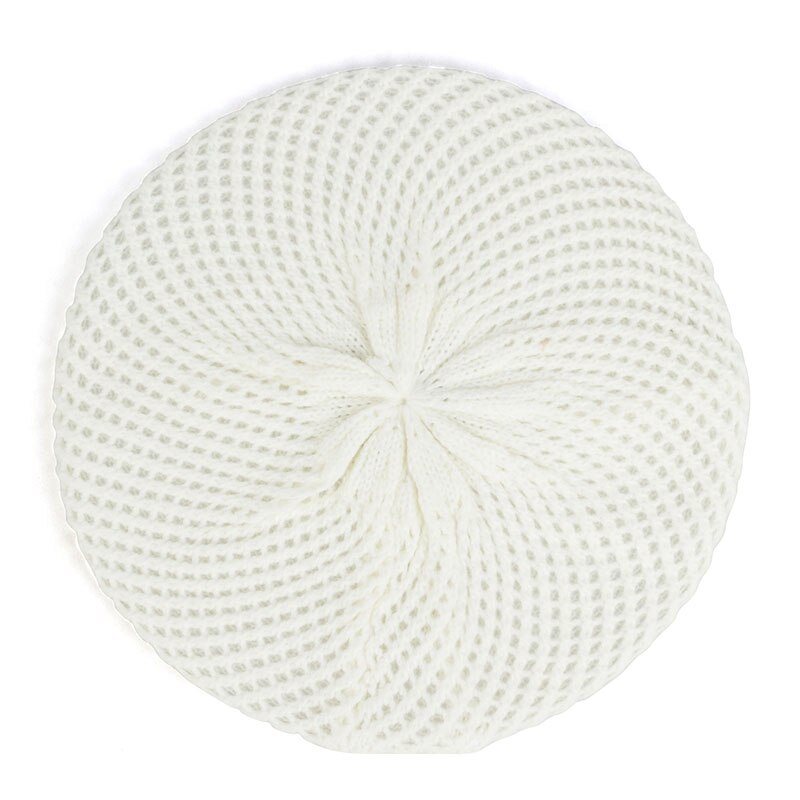 Kobiety moda Slouchy podwójna warstwa wełny dzianiny berety czapki zimowe wiosna ciepłe czapki jednolity kolor czapki damskie zwykły dziurawy czapki: biały