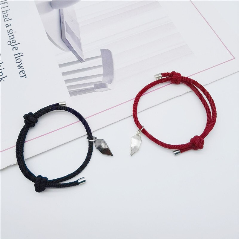 Zwart En Wit Liefde Wishing Stone Paar Armband Diepbedroefd Splicing Magnetische Zuigkracht Geweven Verstelbare Hand Touw