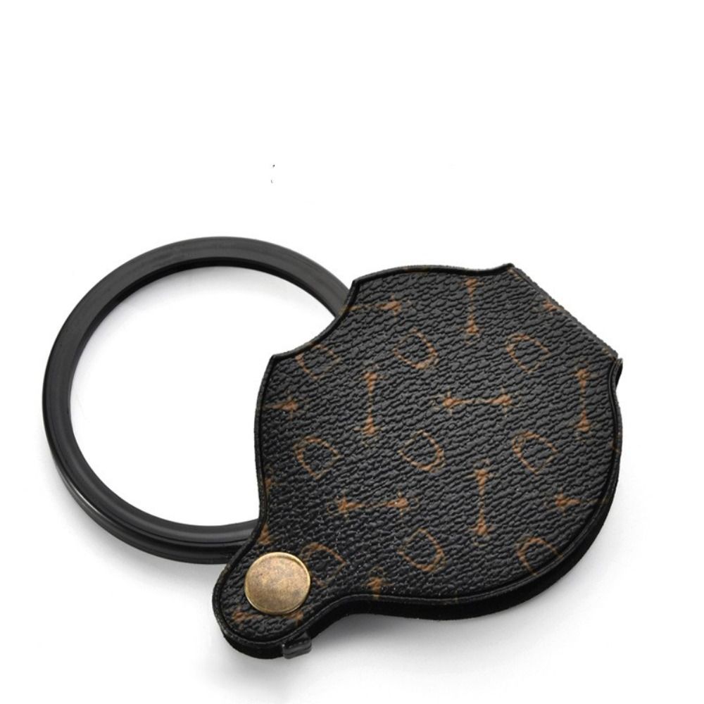15X Pocket Magnifying Glass 70mm Diameter Handheld Folding Portable Loupe PU Leather Reading Jewelry Appreciation Magnifier