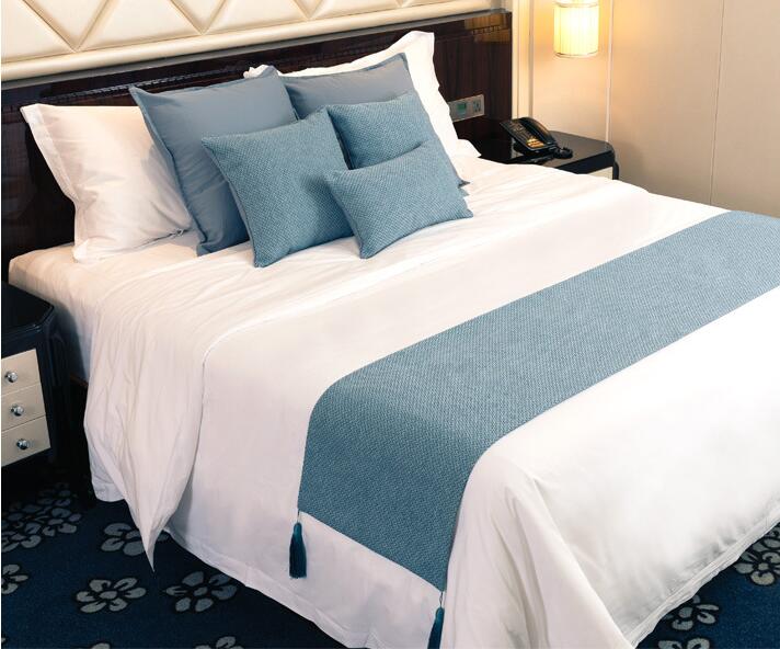 1pc 6 farver polyester/bomuld sengeløber sengetæpper luksuriøs seng flag dekorativ sengetæppe hjemme hotel brug begge ansigter til rådighed: 2 shui lan se / Fuld 45 x 180cm