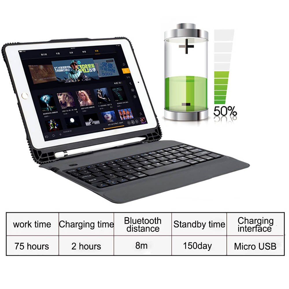 Caso de teclado para ipad pro 10.5 polegada 2017 com suporte lápis destacável teclado sem fio para ipad pro 10.5 "a1701 a1709 a1852