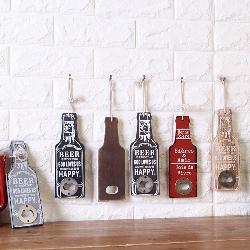 20/40cm Wooden Opener Wall Mounted Bottle Opener Beer Shape Wall Hanging Beer Opener Candy Bar Kitchen Tool