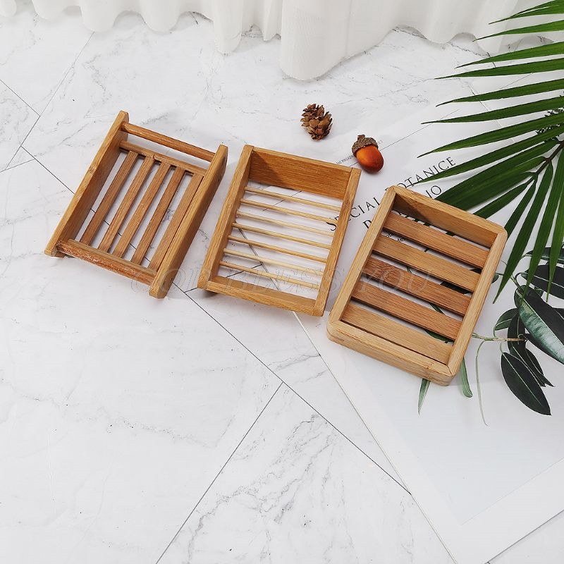 Bærbare sæbeskåle enkel bambus manuel afløbssæbeboks badeværelse badeværelse sæbeboks i japansk stil