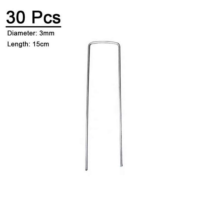 Garden Peg Metal Silver U Shape Garden Ground Film Fixed Pegs Gardening Fixing Tools Film Peg: 3mm x 15 cm30pcs