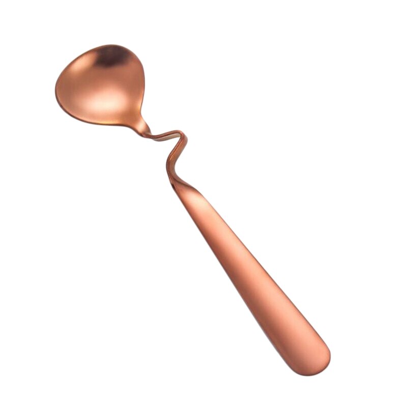 Stainless Steel Suspensible Round Shape Spoons Seasoning Ladle Scoop Twisting Hanging Cup Coffee Dessert Teaspoon: Rose gold spoon