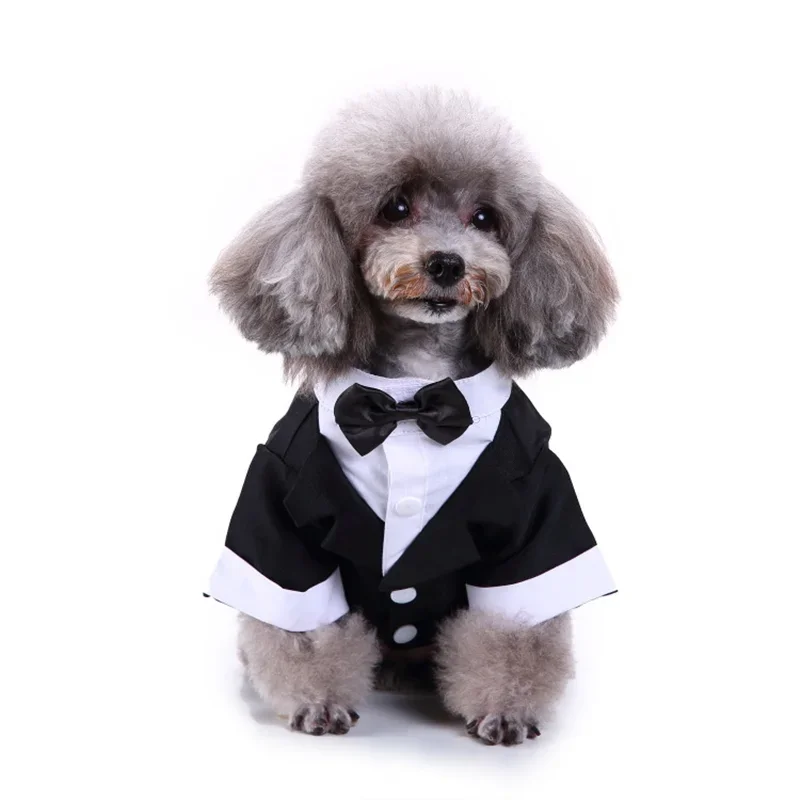 Gentleman Hond Kleren Kat Huisdier Trouwpak Leuke Cachorro Mascotas Pak Gestreepte Smokingvlinderdas Wedding Shirt Kostuum