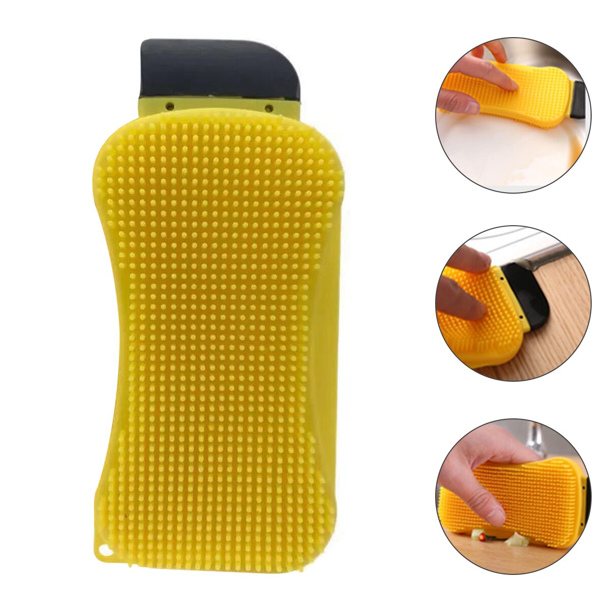 1/3 pièces 3 en 1 éponge héros Silicone brosse de nettoyage multi-fonction cuisine Silicone éponge ménage nettoyage outils: yellow