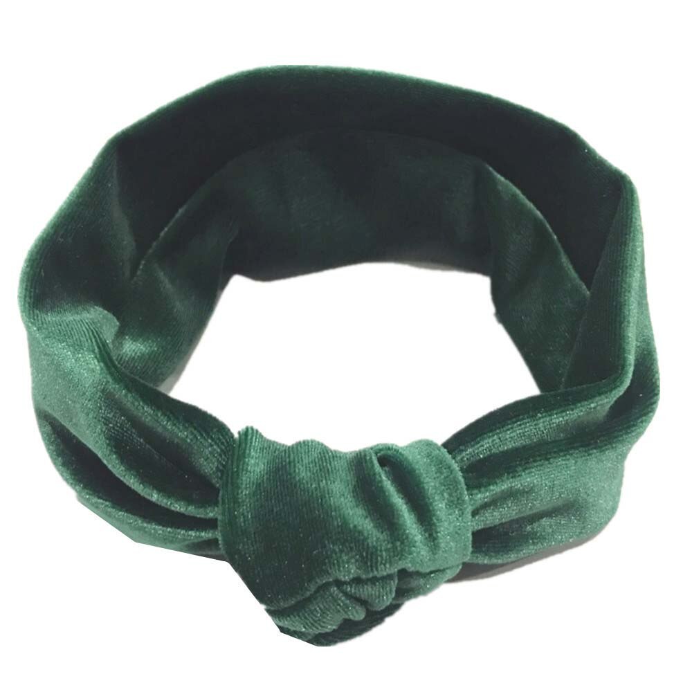 Linda diadema de terciopelo con lazo grande para niña 11 colores turbante anudado cinta para el pelo para infantes accesorios para niños: green