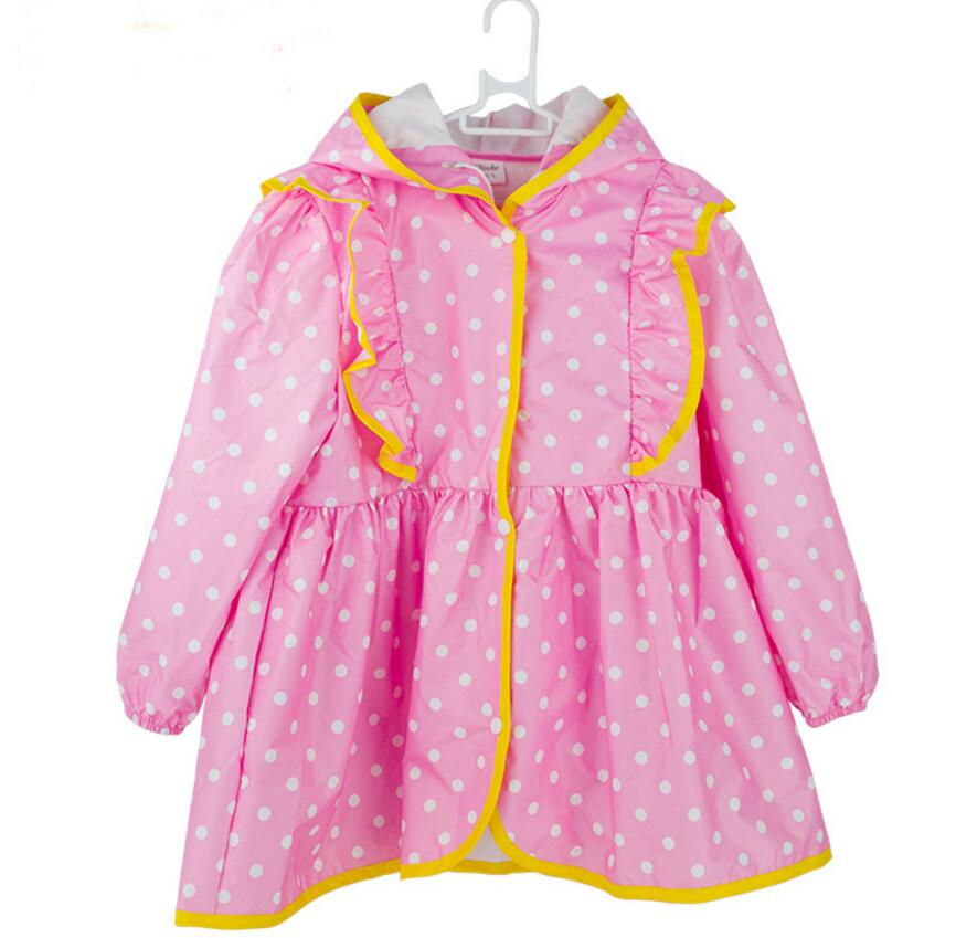 Kids Rain Suit Fun Raincoats Princess Outdoor Thicken Waterproof Rain Coat for Girls 4 Colors Raincoat Kids Poncho: pink dot / XL