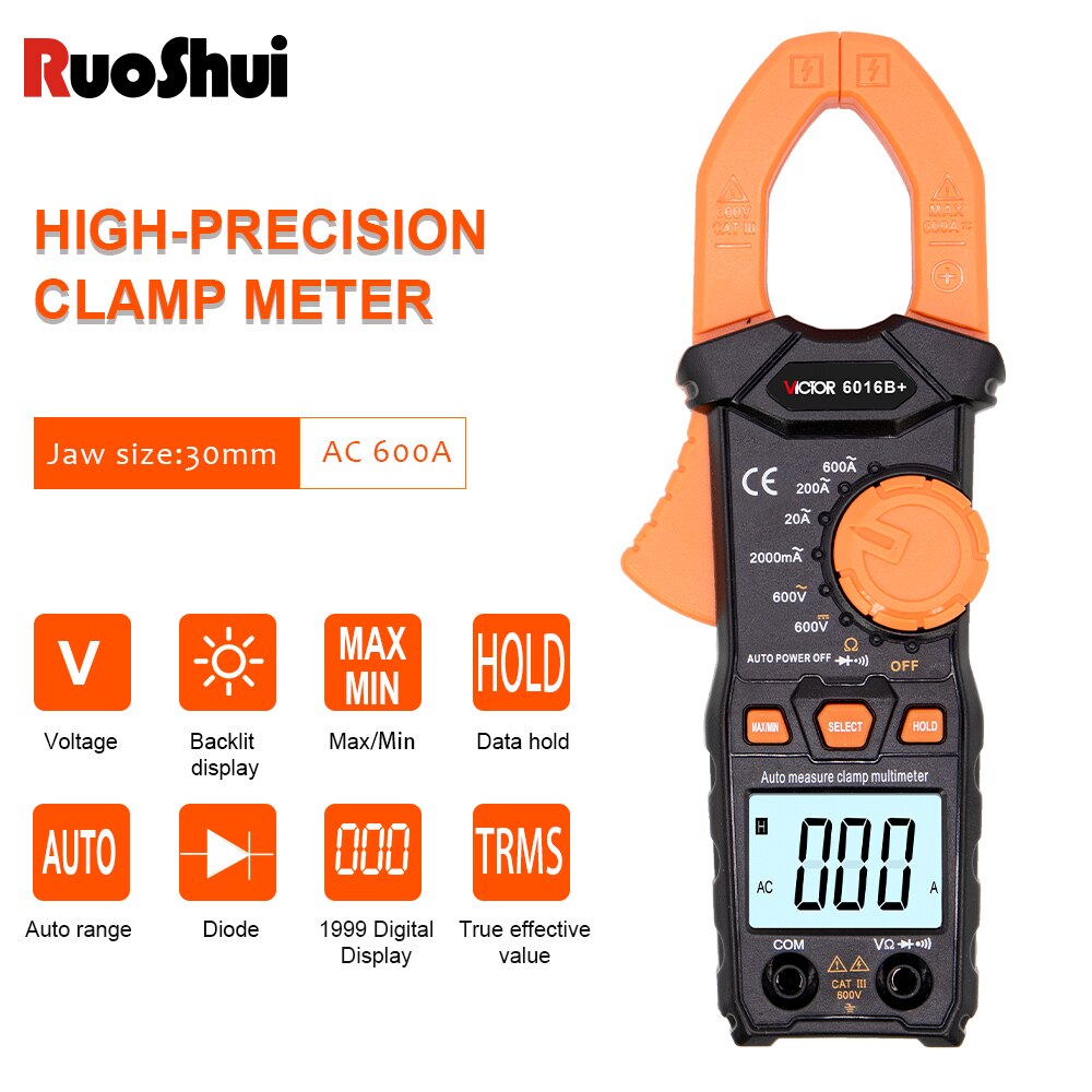Digital Clamp Meter AC DC Multimeter Pinza Amperimetrica Auto Range True RMS High Precision Capacitance NCV Ohm MAX/MIN Tester
