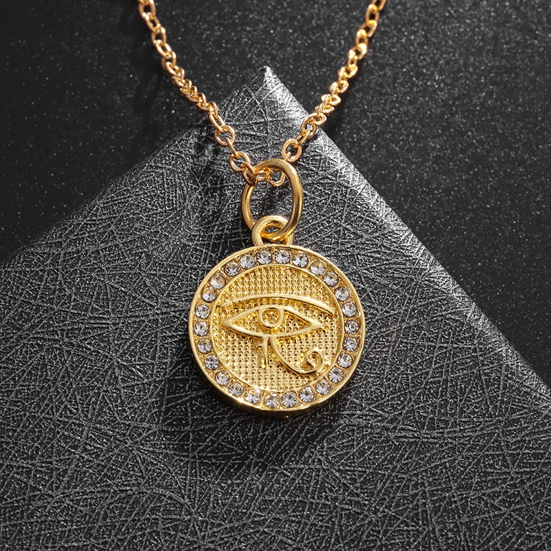Collar de Ojo de Horus, colgante de mal de ojo, collar de protección del Antiguo Egipto, de joyería, amuletos espirituales para hombres y mujeres: COLOR ORO ROSADO