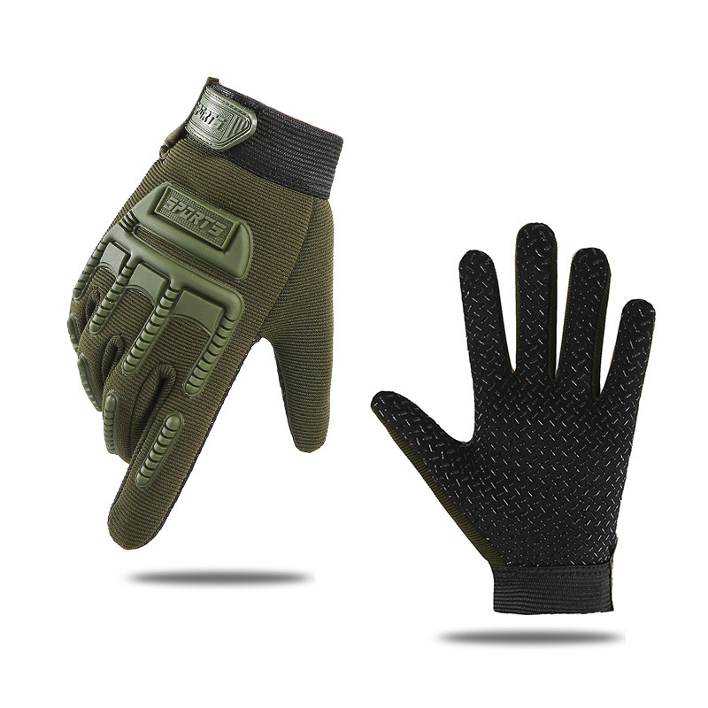 Children's cycling gloves, boys' tactical full-finger gloves, camo four seasons, girls' 2 to 7 year old children's anti-slip climbing gloves: L / Blue