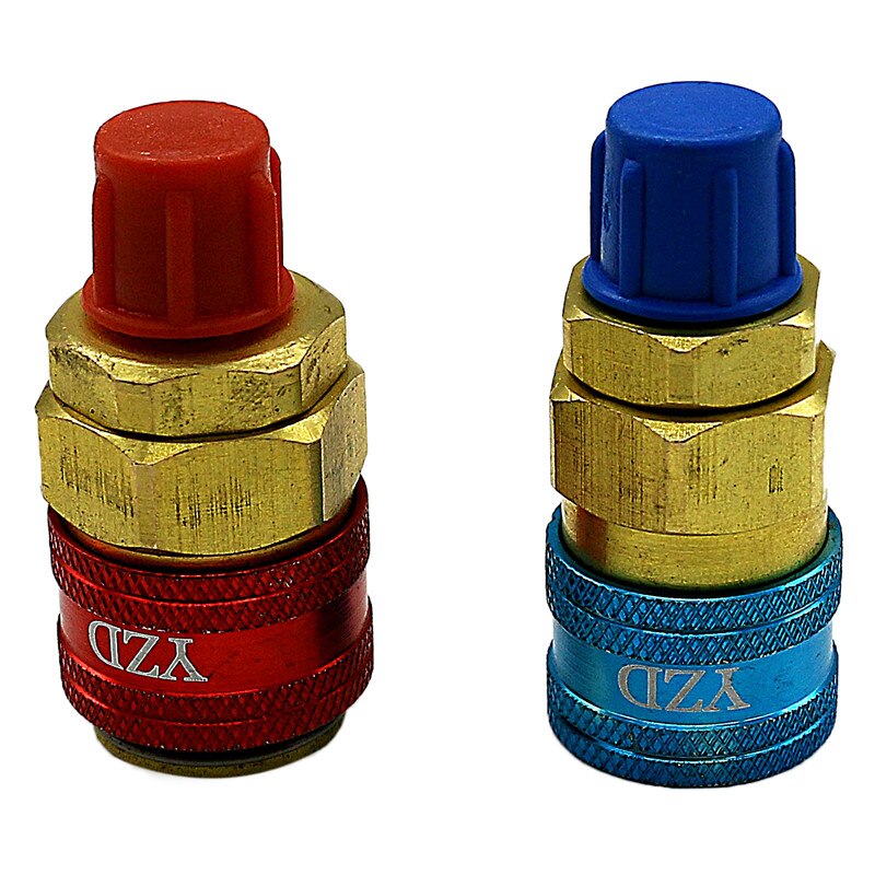 NIYATA 2 Pieces R134a Adapter, High And Low Side Extension Adapter R134a Conversion Adapter High Low Side Quick Coupling 134a Conversion Kit For Car Air Conditioners