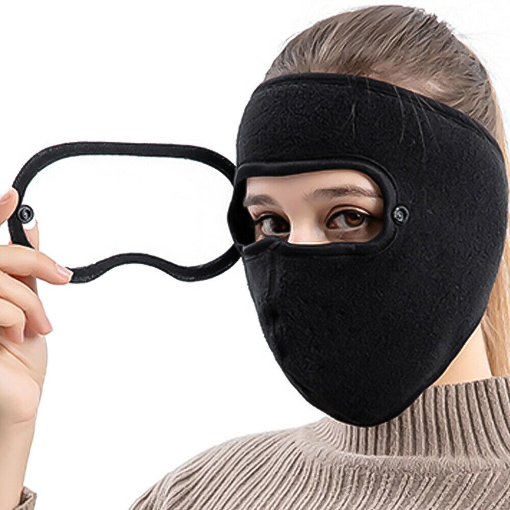 Winter Gezichtsmasker Warme Fleece Verdikte Hoed Met Bril Rijden Winddicht Anti Fog Ski Cap Ski Masker