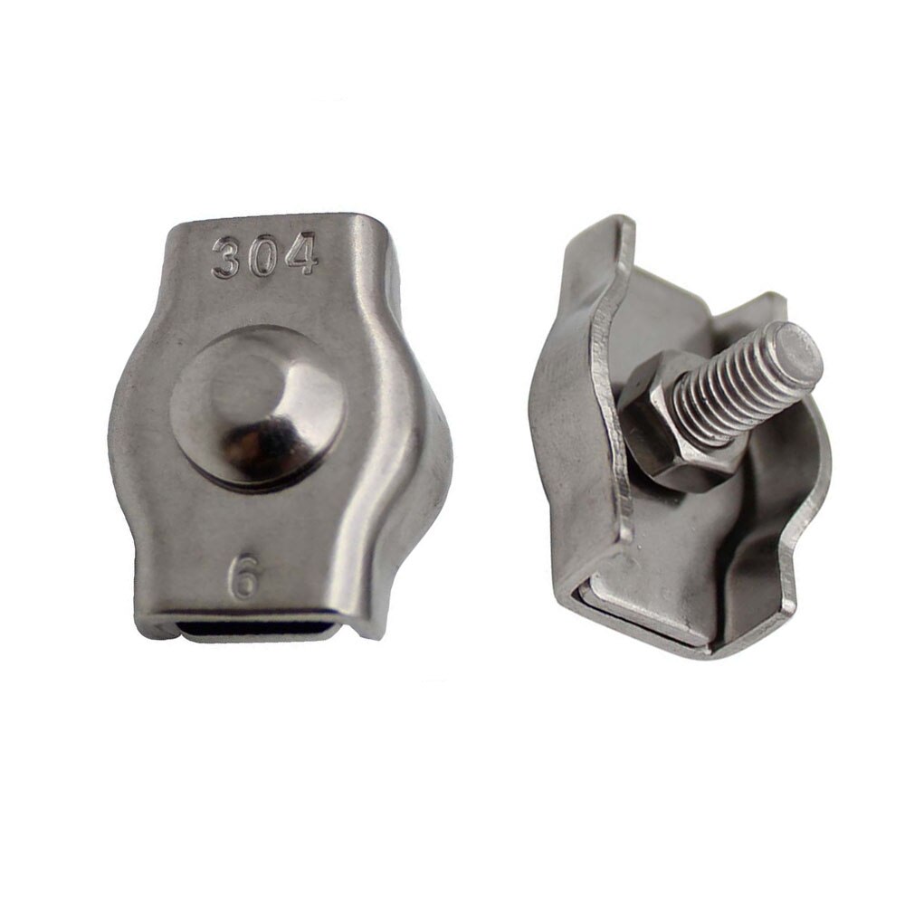 15 stk 304 rustfritt stål metall  m2-m6 ståltau chuck lås enkelt dobbelt klippe kort dobbelt kort hode klips feste stål tau spenne