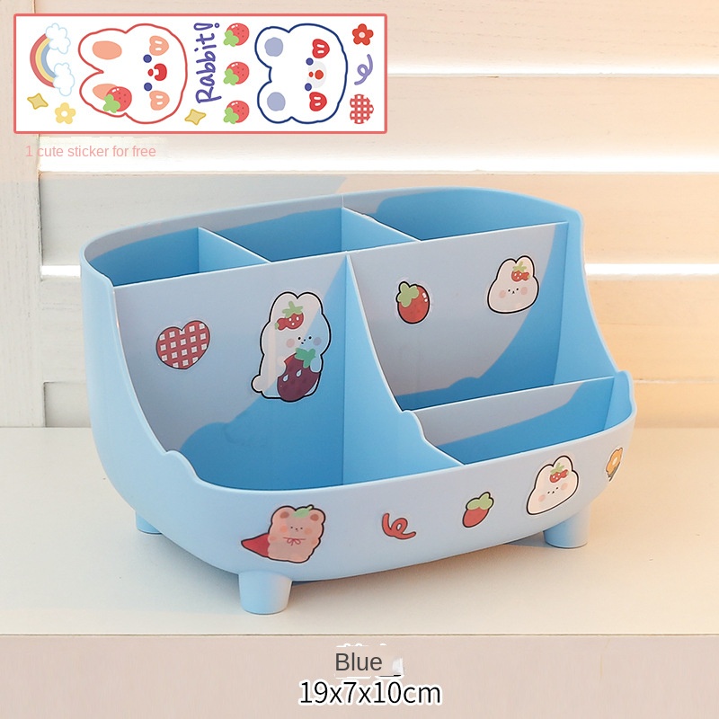Kawaii Ins Desktop Pen Holder Organizer Japanese Cute Stationery Storage Box Cartoon Student Sundries Storage Box